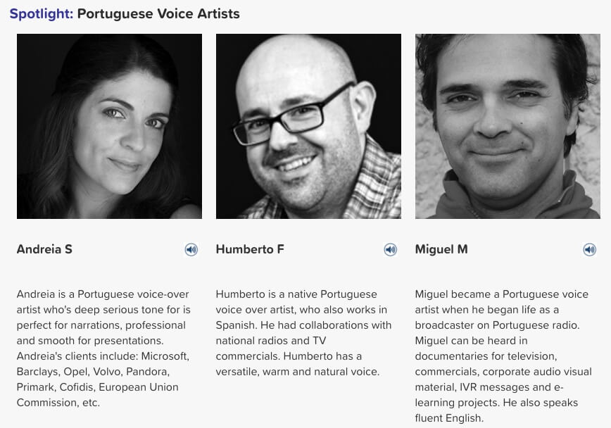 Portuguese voice artists