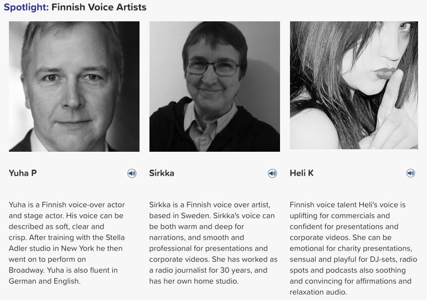 Finnish voice artists