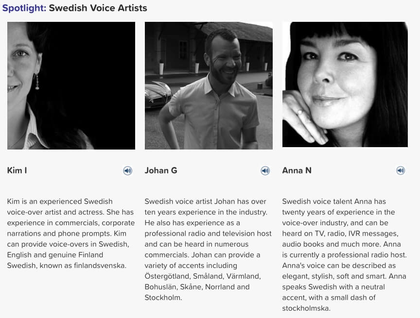 Swedish voice artists