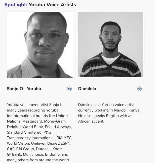 Yoruba voice artists